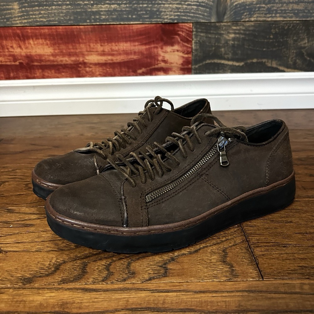 John Varvatos Leather Sneakers Lace Zip Brown Men's 8